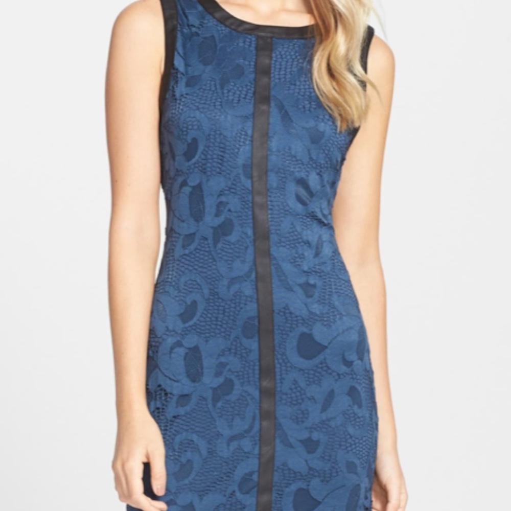 TART Tarina Lace and Faux Leather Sheath Dress